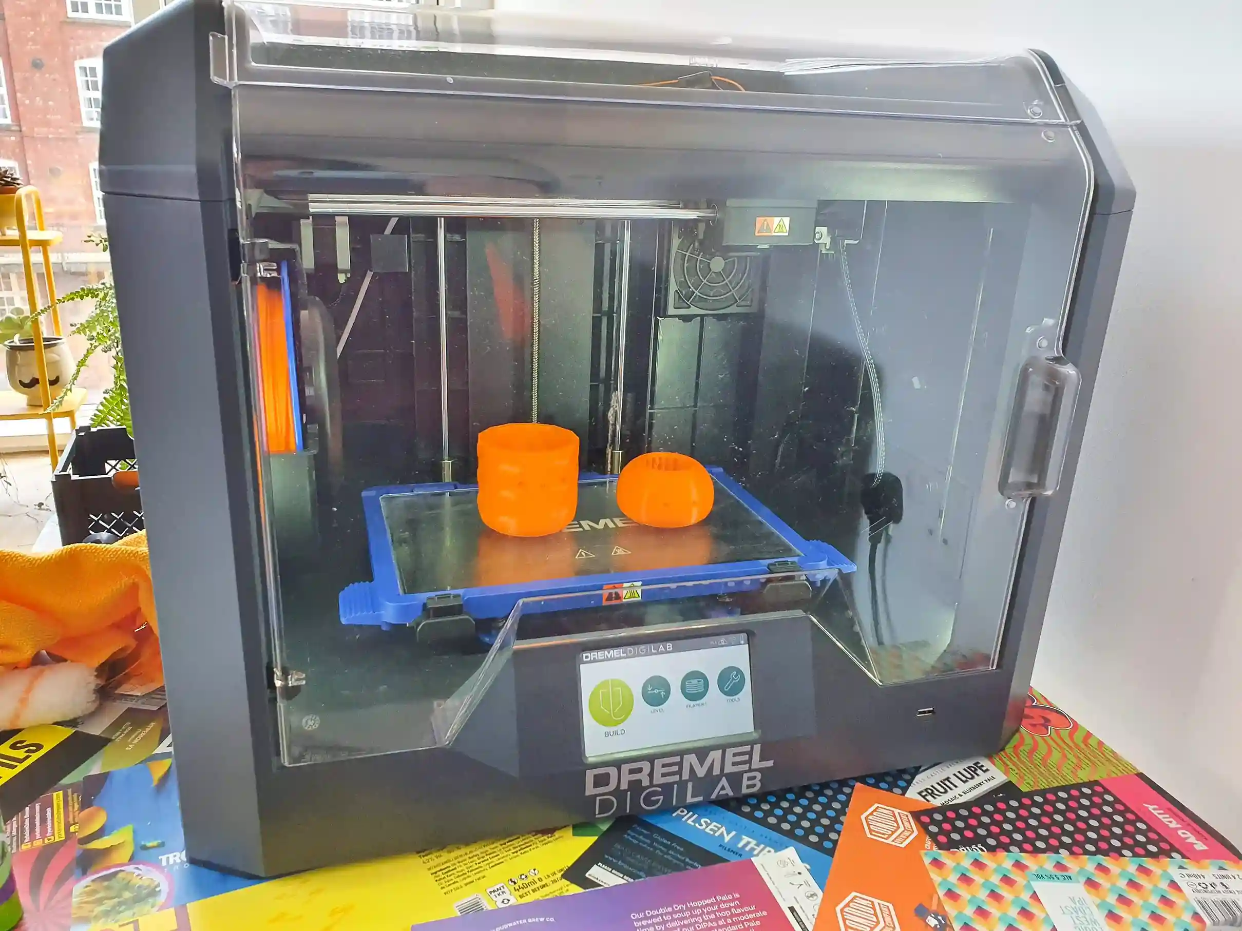 Prototypes of the pots in a 3D printer